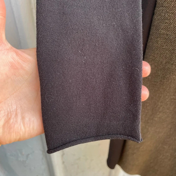 Sarah Pacini Two-Tone Moss Green & Black Long Sleeve  Midi Dress, One Size - Picture 2 of 9